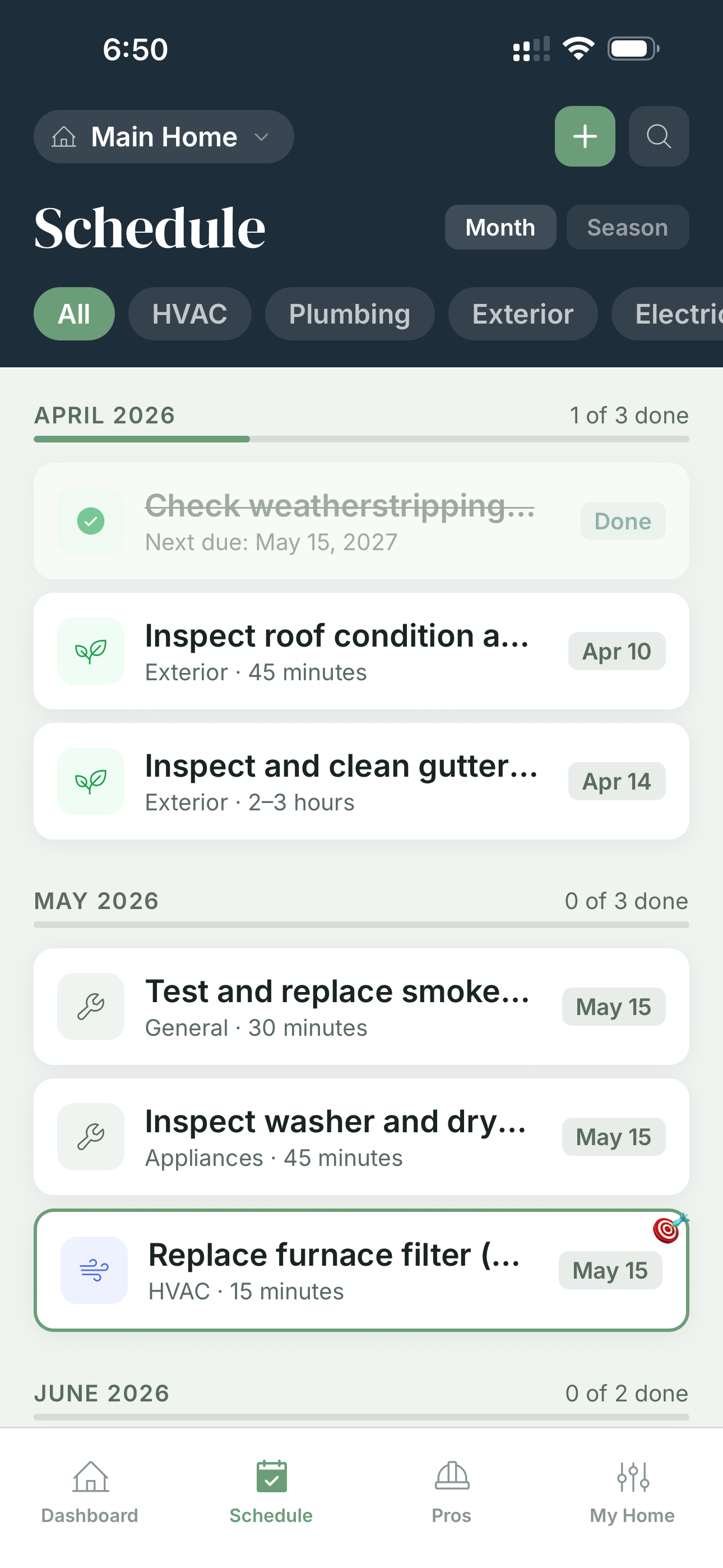 Mantle maintenance schedule